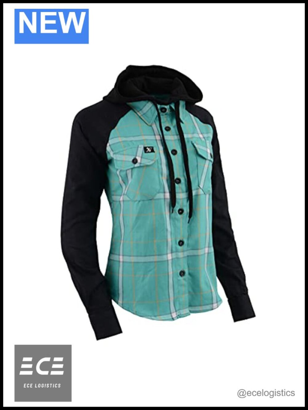 Women's Cotton Flannel Button Down Hooded Shirt Long Sleeve Casual